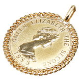 K18YG イエローゴールド エリザベス2世 ケネディ コイン 硬貨 ペンダントトップ レディース 【中古】